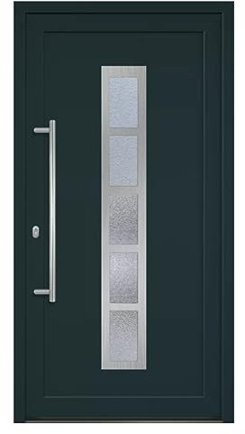 HORI® Haustür Eingangstür Komplettset – Robuste Hauseingangstür mit moderner Optik, hoher Wärmedämmung & Sicherheit, I Farbe: anthrazit (innen weiß) I DIN links I Modell: Frame I 210 x 110 cm