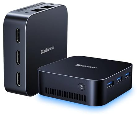 Blackview MP80 Mini PC N97 Intel 12th(Βeat N100/Ν95,fino a 3.6GHz), 16GB RAM 1TB M.2 SSD Mini Computer, Supporta Doppia LAN, 3 * HDMI, USB 3.0, WiFi 2.4/5G, 4K UHD, per Ufficio/Affari/Casa