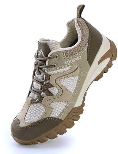 CC-Los Damen-Wanderschuhe, rutschfest, verschleißfest, geeignet zum Wandern, Klettern, Wandern, wasserabweisend, leicht, bequem, beige, 38 EU