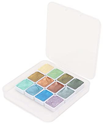 Aquarellfarben Set, 12 Farben Tragbar Umweltfreundlich Glitzernd Metallisch Einfarbig Aquarellfarben Set Für Künstler, Kalligraphie Aquarellmalerei