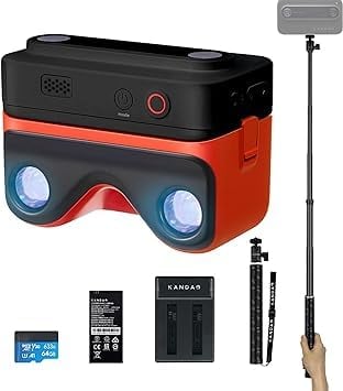 KanDao 3D Digitalkamera, 2.54 Touchscreen 60Mbps Stereoskopische Kamera, Bildstabilisierung Stabilisierung, 3D Foto & Video, Vlog VR Kamera, QooCam EGO, Schwarz, Reise-Kit