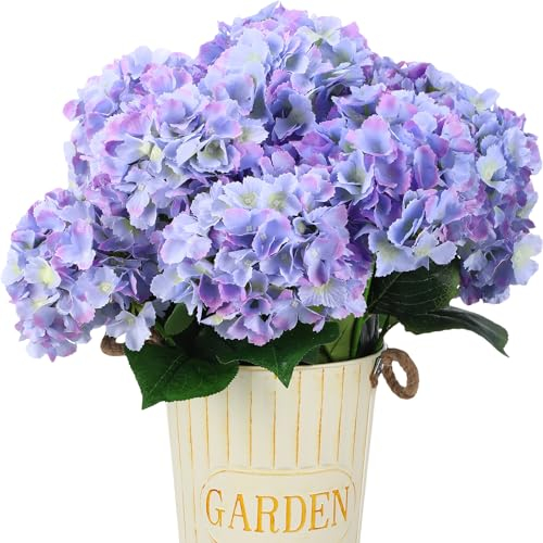 Hotop Künstliche Hortensien für Hochzeiten, künstliche Hortensien aus Seide, Kunstblumen mit Stielen für Geburtstag, DIY-Blumenstrauß, Heimdekorationen, Blumenarrangement, Zubehör, 12 Stück