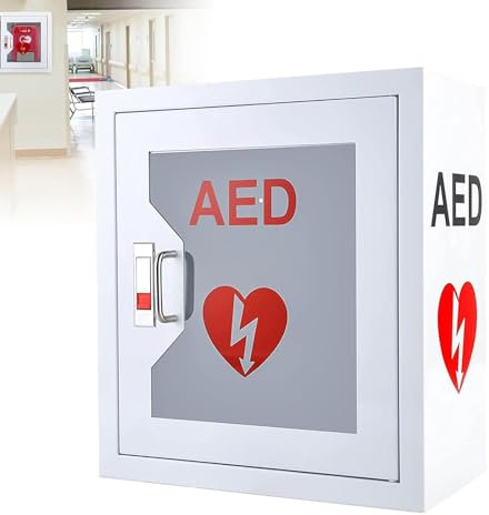 NVIVN AED Defibrillator Storage Cabinet, Cardiac Defibrillation Alarm Box, Safe and Secure with Sirens and Flashing Lights, Emergency Kit Box & First Aid Kit for Home, School & Office