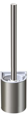 Brosse WC Silicone, Brosse De Toilette Silicone Et Support, Balayette WC Suspendu Plate À Séchage Rapide avec Manche Long, Balai Toilette Salle De Bain, Autoportant/Mural, Argent Mat