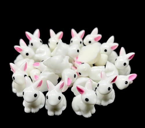 Art&Beauty 24 Stück Mini-Hasen aus Kunstharz, Osterhasen, Miniatur-Figuren, Feengarten, Mooslandschaft, DIY-Ornamente, Dekorationen, Sukkulenten, Pflanze für Heimdekorationen