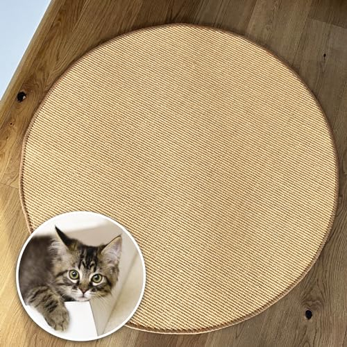 Floordirekt Katzen Kratzmatte rund 50cm Ø aus Natur Sisal Kratzteppich Kratzmöglichkeiten für Katzen Kratzmöbel für Wand oder Boden - robust & waschbar, Natur