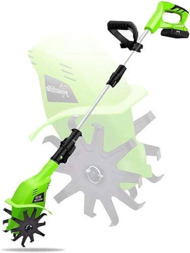 HSF Cordless rotary tiller Electric Cordless Hand Tiller Cultivator with 4000mAh Rechargeable Lithium Battery and Charger, Portable Soil Tiller Garden Cultivator