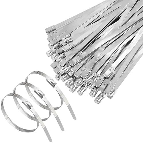 100 PCS Stainless Steel Cable Ties,Metal Self-Locking Cable Zip Ties (200mm)