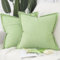 Madizz 2er Set Polyester Leinen Kissenbezügen mit breiter Kante Weiche dekorative Kissenbezüge für Sofa Schlafzimmer Kissenhülle Grün 60x60 cm Quadrat