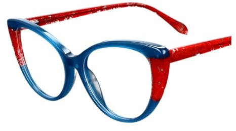 BKEKM Brillenfassungen Acetat-Brillengestelle, Bunte Nähte, Brillengestelle, ultraleichte Brillengestelle, die Bequeme Cat-Eye-Brillen tragen Leichtes