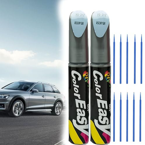Katslyn Car Touch Up Paint Pen 2 PCS Touch Up Paint for Cars with 10 Cotton Swabs Silver Touch Up Paint for Repair Stone Chips Scratches Car Moto Bicycles Alloy Wheels