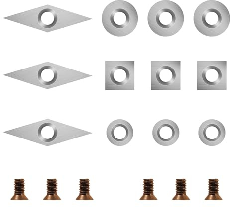 SIIIXS Hartmetall Wendeschneidplatten Set fur DrehmeiBel, 12 Stück CNC Hartmetall Drechselwerkzeuge für Holz Drechselwerkzeug, Hartmetalleinsätze