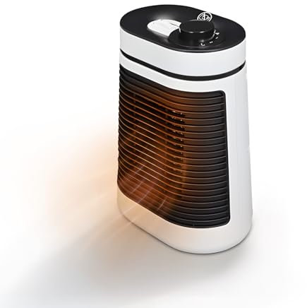Wintem Termoventilatore da Tavolo 17x11x24cm 1500W con 2 Intensità di Riscaldamento per Ogni Esigenza - Dotato di Funzione Oscillante e Termostato Regolabile per Controllo Preciso della Temperatura