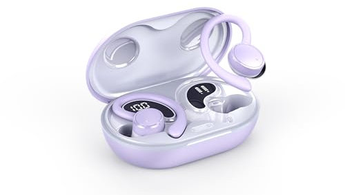 Wireless Earbud Bluetooth 5.4 Headphones Sports with Earhooks, ENC Noise Cancelling Earphones Wireless Bluetooth, 50H Playtime, IP7 Waterproof Ear buds In Ear for Sport/Running/Gym, Dual LED Display