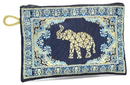 BDM Türkische Geldbörse mit Elefant – Glücksgesticktes türkisches Portemonnaie mit Reißverschluss 15x10 cm