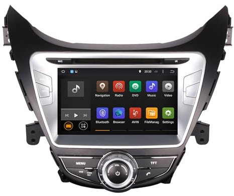 XÉBRAD 8'' Android 9.0 Octa Core WiFi Lecteur DVD de Voiture Radio Stéréo GPS Navi Unité Principale, for Hyundai, for Elantra, MD 2011-2013 Navigation GPS Lecteur de voiture à écran tactile(Android 9.