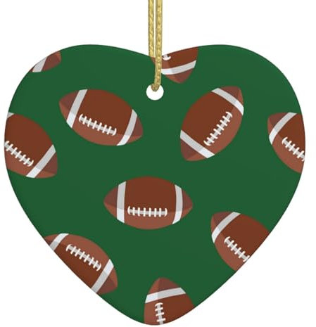 Keramik-Weihnachtsschmuck, Rugby-Fußball, braun, Weihnachtsbaum, Herz, Ornament, hängende Anhänger, Dekoration, niedliche Weihnachtsdekoration, Weihnachtsgeschenke