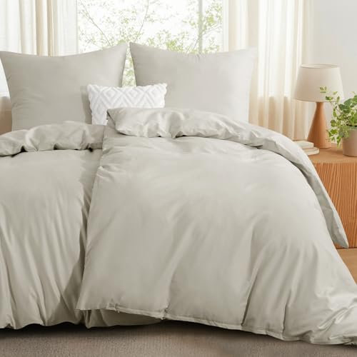RUIKASI Bettwäsche 135x200 Baumwolle 4teilig - Baumwolle Bettwäsche-Sets 135x200cm Beige mit Reißverschluss, Baumwollbettwäsche 2er Set Cotton, weich und atmungsaktiv