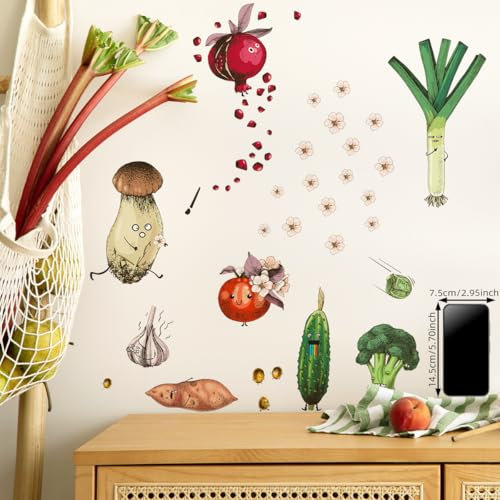 HGDESIGN® Wandtattoo Wandaufkleber Lustige Gemüse Obst Früchte Wandsticker Wanddeko für Küche Esszimmer (B)