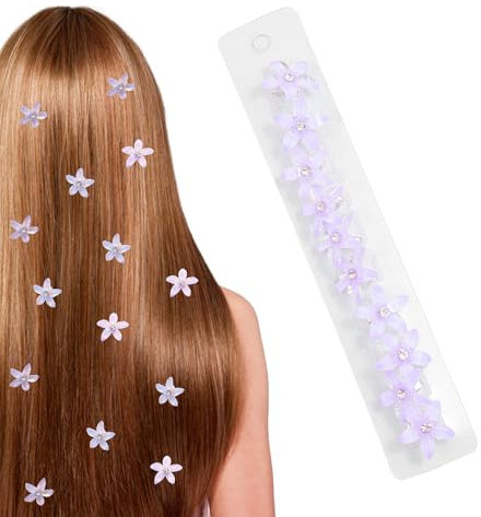 Lot de 10 barrettes à cheveux en forme de fleur, petites pinces à cheveux, pour filles et femmes, avec strass, petits accessoires, accessoires de cheveux, orchidée, pour filles et femmes (violet)