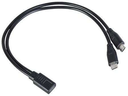 Vdaxvme 30cm/12inch Type C Female to Double Type C Male Y Splitter Charging Cable for Smartphone, Tablet, Headphone, Gaming Console, Digital Products