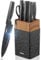 Knife Set, Yabano No Rust Kitchen Knives with PE Universal Knife Block 7 Pieces, High Grade Small Knife Block Set with Black Coating, Dishwasher Safe