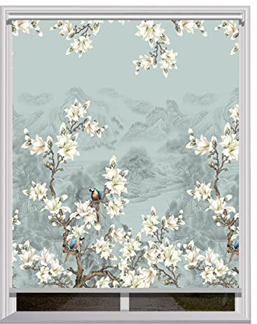 Waterproof Roller Blinds - Floral Design for Home, Bathroom, Kitchen - Multiple Widths Available - Roll Up Shades for Light Control and Privacy