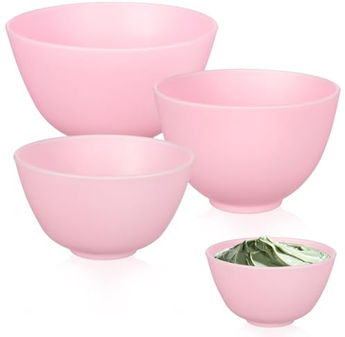 TOGEVAL Bol Mélangeur pour Masque Facial en Silicone Résistant aux Chocs, Lot de 3 Bols de Tailles Variées pour Soins Maison, Mini Spatule pour Application Facile
