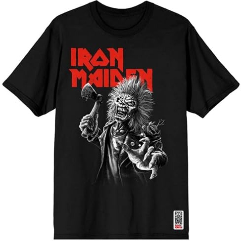 Iron Maiden Greyscale Axe Männer T-Shirt schwarz S 100% Baumwolle Band-Merch, Bands, Nachhaltigkeit