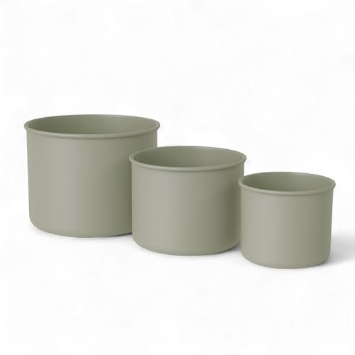 LIVLIG Lot de 3 pots de fleurs, en acier galvanisé, pour l'extérieur et l'intérieur, 25 cm, 31 cm et 40 cm, vert