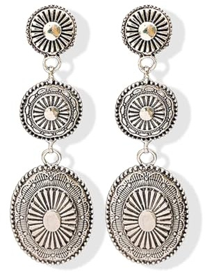 RIXERKOC Western Ohrringe für Damen, Vintage Concho Ohrring Boho Ohrringe Hängend Cowgirl Country Konzert Outfits Western Schmuck Geschenke für Cowgirl Kostüme
