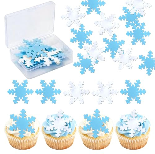 50 Stück Schneeflocken Tortendeko Frozen Kuchen Muffin Desserts Dekoration für Geburtstag Babyshower Hochzeit Party