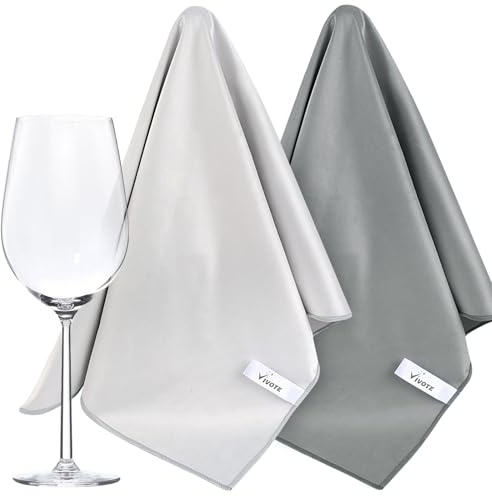 VIVOTE Mikrofaser Glaspoliertuch, Große Reinigungstuch 51x70cm, 2 Stück | Reinigungstücher und Poliertücher für Glas, Linsen, Weingläser, Edelstahl, Schmuck, Fusselfreie Fensterputztücher