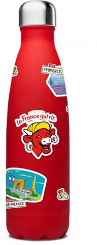 La Vache qui rit Bouteille Isotherme, 500ml, Double Paroi, Acier Inoxydable, Rouge, Collection La France qui rit