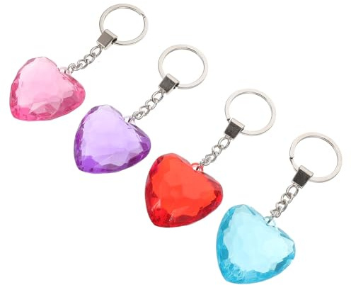 LIGIGWASH 4 Stück Teiliges Acryl Herz Schlüsselanhänger Transparente Herzform Schlüsselringe Dekorativer Anhänger für Schlüssel Taschen und Auto Charmantes Design als Geschenk für Freunde