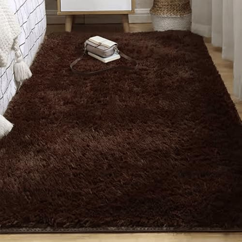 BUDINGHY Shaggy Hochflor Teppich 220 x 360 cm Kuscheliger Modern Plüsch Weich Langflor Wohnzimmerteppich Modern Elegant Pflegeleicht für Schlafzimmer Kinderzimmer, braun
