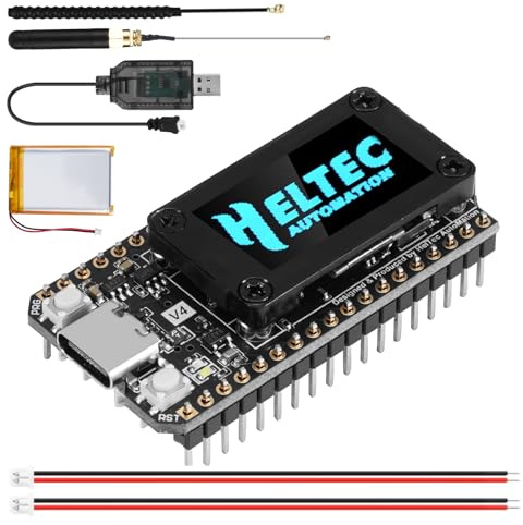 LoRa ESP32 V4 Carte de développement + batterie 3000 mAh APKLVSR ESP32-S3 LoRa 32 V4 avec antennes 868 MHz et écran OLED, Wi-Fi intégré Bluetooth SX-1262 pour Arduino Meshtastic LoRaWAN