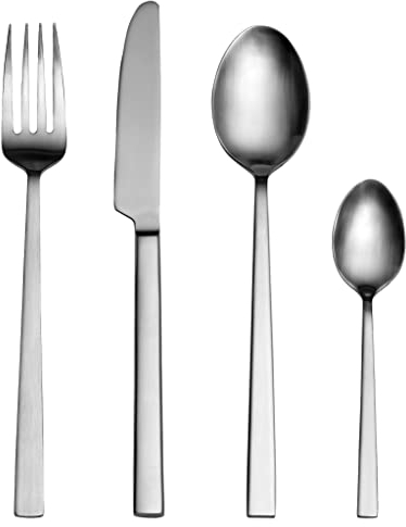BITZ Besteck-Set/Essbesteck-Set für 4 Personen, 16-teilig, Besteck aus Edelstahl, Stahlfarben