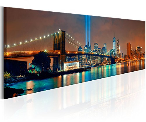 murando Acrylglasbild New York 135x45 cm 1 Teilig Wandbild auf Acryl Glasbilder Kunstdruck Moderne Acrylglas Platte Wanddekoration Geschenke Heimdekoration Glasbild City Stadt Panorama Nacht
