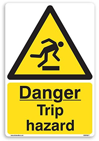 Danger Trip Hazard Sign - [A5 150mm x 200mm] Self Adhesive Sticker