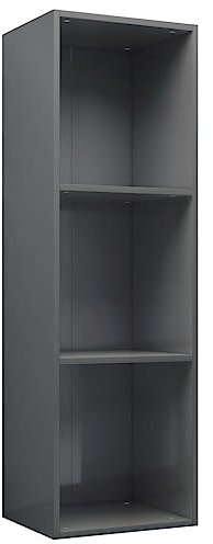 vidaXL Bücherregal TV Schrank Wandregal Standregal Aktenregal Raumteiler Fernsehtisch Lowboard Regal Fernsehschrank Hochglanz-Grau 36x30x114cm Holzwerkstoff