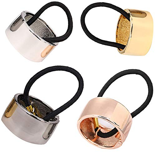 SUNSK Haar Manschette Pferdeschwanz Halter Metall Haarschmuck Elastisch Haargummis Haarseil Pferdeschwanz Halter Clip für Damen Mädchen 4 Stück