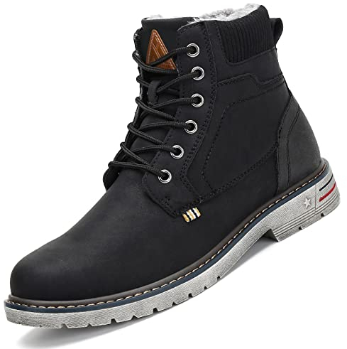 Mishansha Scarpe Uomo Invernali Stivaletti Donna Invernali Scarponcini Invernali con Pelo Comode Stivali Invernali Nero 56,GR.40