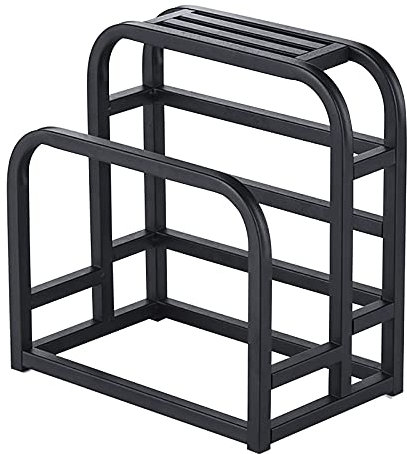 304 Stainless Steel Knife Block Cutting Board Chopper Holder Drying Rack Kitchen Storage Organizer Counter Display Stand, Chopping Board/Lid/Pot Lid/Organizer Kitchen Cabinet Rack Storage (Black)