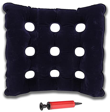 Dickes Aufblasbares Sitzkissen, Tragbares Bequemes Quadratisches Luft aufblasbares Sitzkissen Atmungsaktives Rollstuhlkissen Anti-Dekubitus mit Pumpen (Dunkelblau)