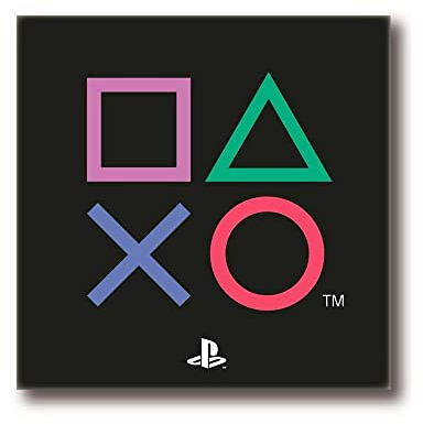 PlayStation Quadratischer Teppich – Controller Icons Design – Offizielles Sony-Produkt – Schlafzimmerteppich, Schwarz, 80 x 80 cm