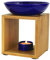 Bitto Duftlampe Malmö Blau mit Kerze, große Schale, Fair Trade, Aromalampe aus Bambusholz und Keramik
