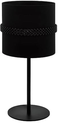 EGLO Tischlampe Paraguaio, Textil Nachttischlampe, minimalistische Tischleuchte aus Stoff und Metall in schwarz, Design-Lampe Wohnzimmer mit Schalter, E27 Fassung