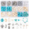 PH PandaHall 292PCS Ocean Schmuckherstellungsset, Blau-Weiß Schildkröten Perlen Mit Loch Zwischenperlen Meerjungfrau Delphin Seestern Legierungs Meer Anhängern Für DIY Halsketten Fußkettchen Bastel