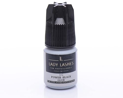 Eyelash extension glue - POWER BLACK GLUE Lady Lashes - Individual lash glue 3g - Strong eyelash glue quick drying 0.5 seconds - Eyelash adhesive